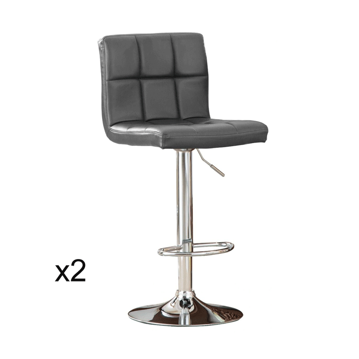 Selkirk Adjustable PU Bar Stools with Chrome Base Grey - Set of 2