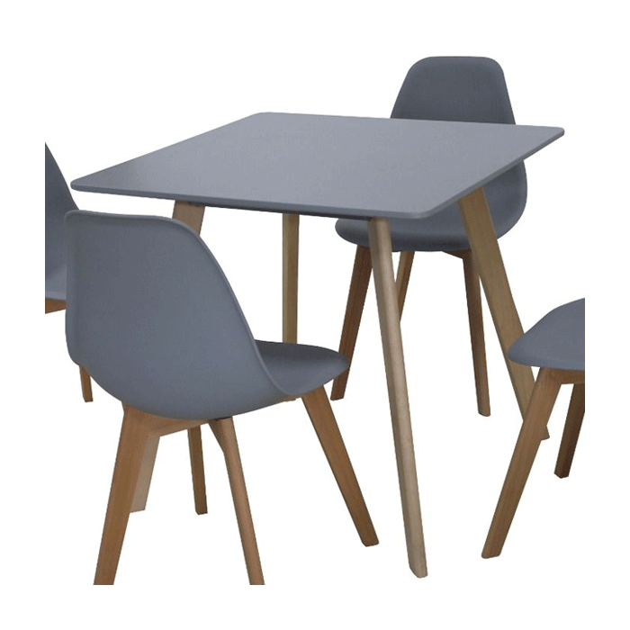 Lynton Small Square Dining Table with Solid Beech Legs - Grey
