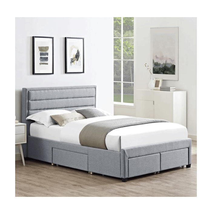 Durango Classic Grey Linen Fabric Bed with Smart Storage Drawers 4 - Double Bed