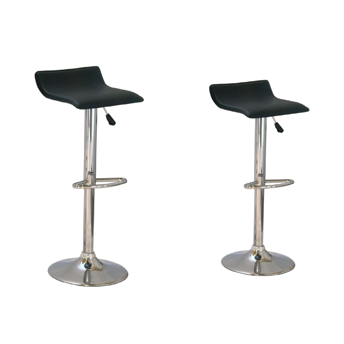 Salford Chrome Bar Stool Pair with Adjustable Features - Black