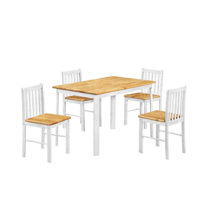 Quaxon Dining Set with 4 Chairs - Natural Oak and White