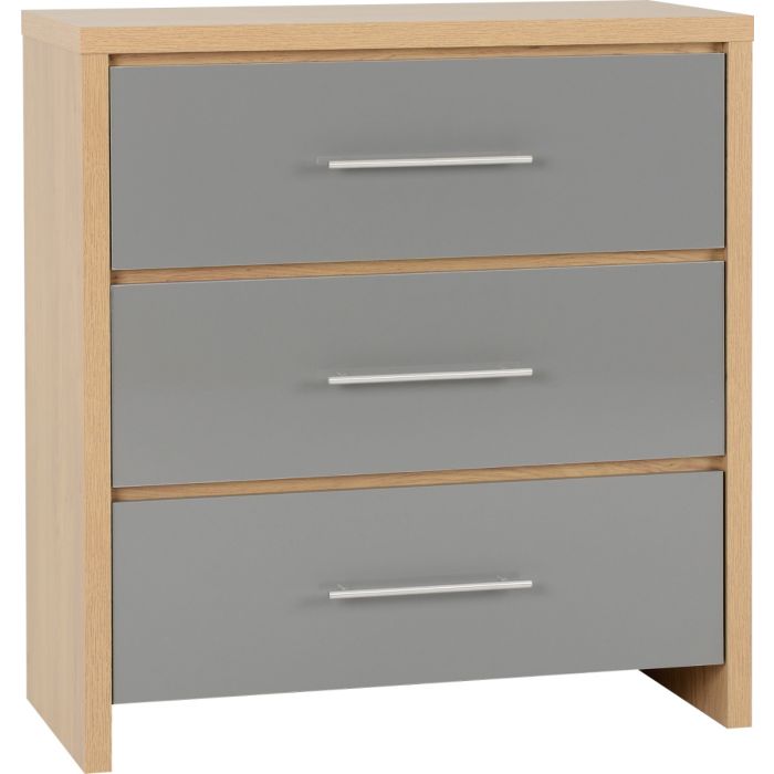 Oak Finish Chest of Drawers - SELSEY I Medium Chest  3 Drawers