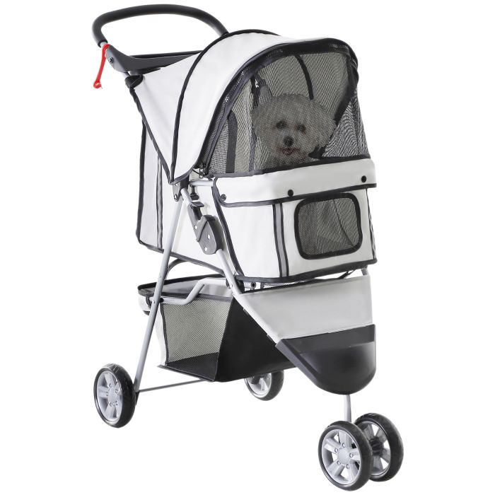 Dog Stroller Pet Travel Stroller Cat Dog Pushchair Trolley Puppy Jogger Carrier Three Wheels (Grey)