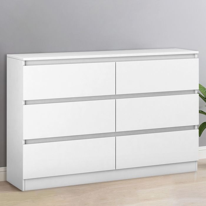 White Chest of Drawers - CHELSEA Large Chest  6 Drawers  Double Chest