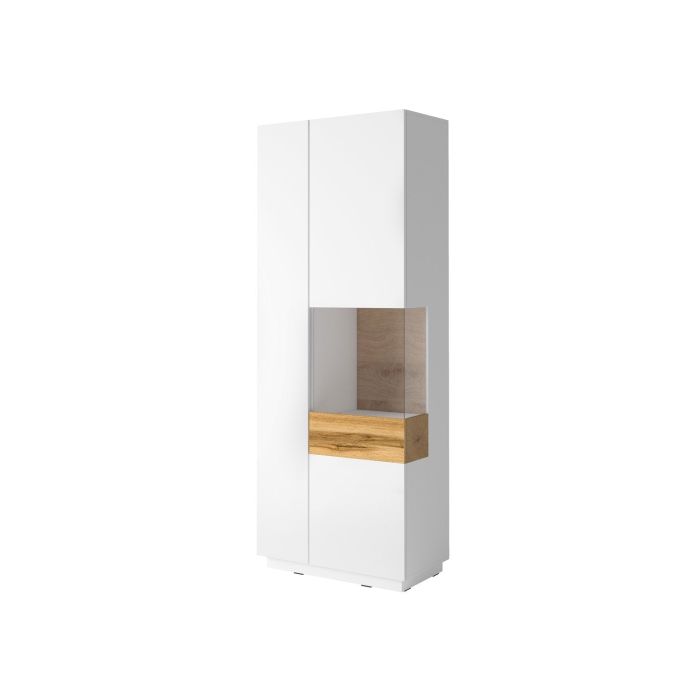 Salamandar 13 Tall Display Cabinet Right Side Wotan Oak - White Gloss