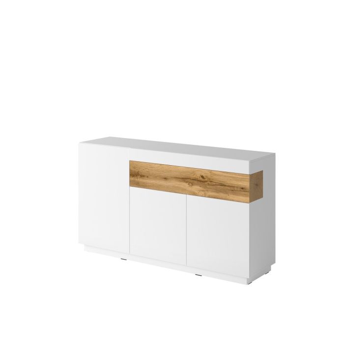 Salamandar 43 Sideboard Cabinet Wotan Oak Drawers -  White Gloss