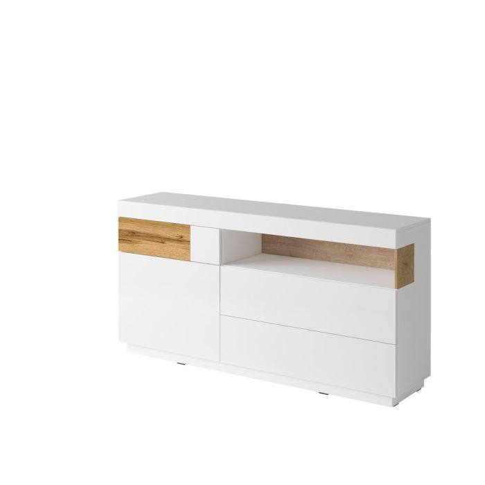 Salamandar 47 Sideboard Cabinet White Gloss - Wotan Oak
