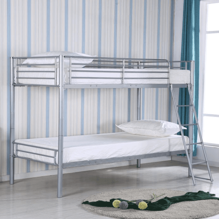 Margam Stylish Metal Frame Bunk Bed with Splitting Option in Silver