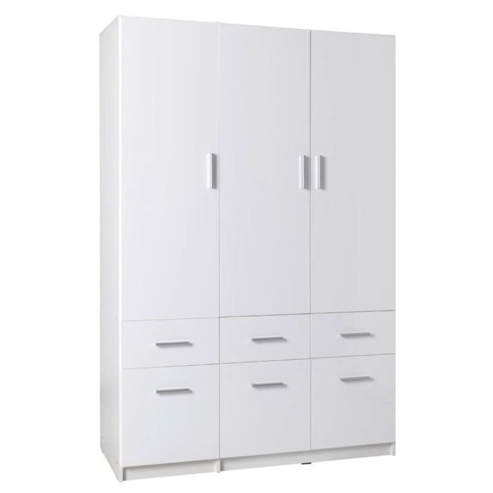 Wardrobe - MANISTA IV 3 Door Wardrobe White Gloss 136cm