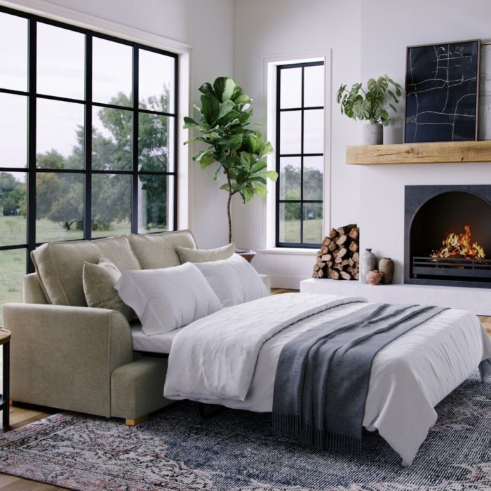 2 Seater Sofabed - HERITAGE Fabric - Dark Beige