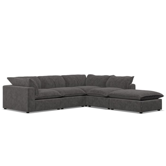 Corner Sofa - PUEBLA Fabric 4 Seater Left Hand Facing - Slate