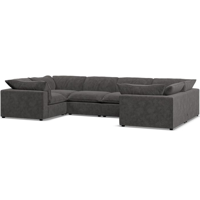Corner Sofa - PUEBLA Fabric 6 Seater U Shaped - Slate