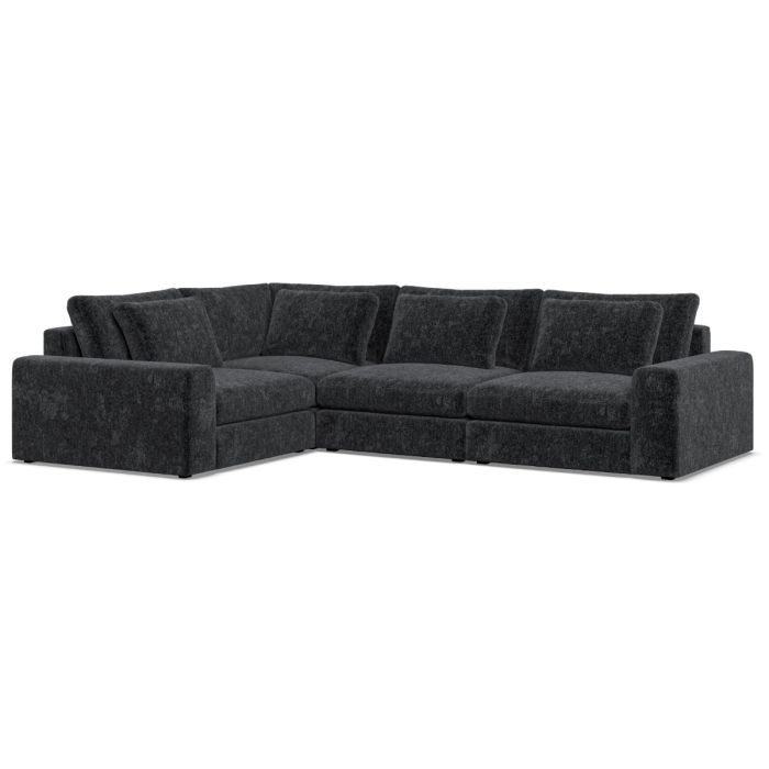 Corner Sofa - SOVA Fabric 3 Seater Right Hand Facing Black