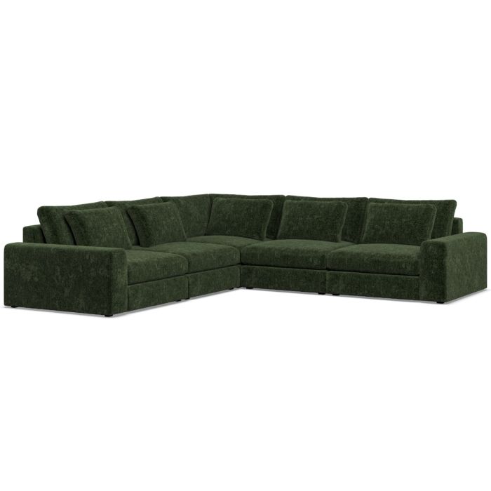 Corner Sofa - SOVA Fabric 4 Seater Right Hand Facing Bottle Green