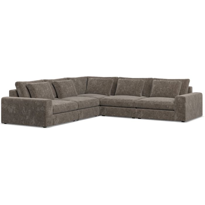 Corner Sofa - SOVA Fabric 4 Seater Right Hand Facing Mocca