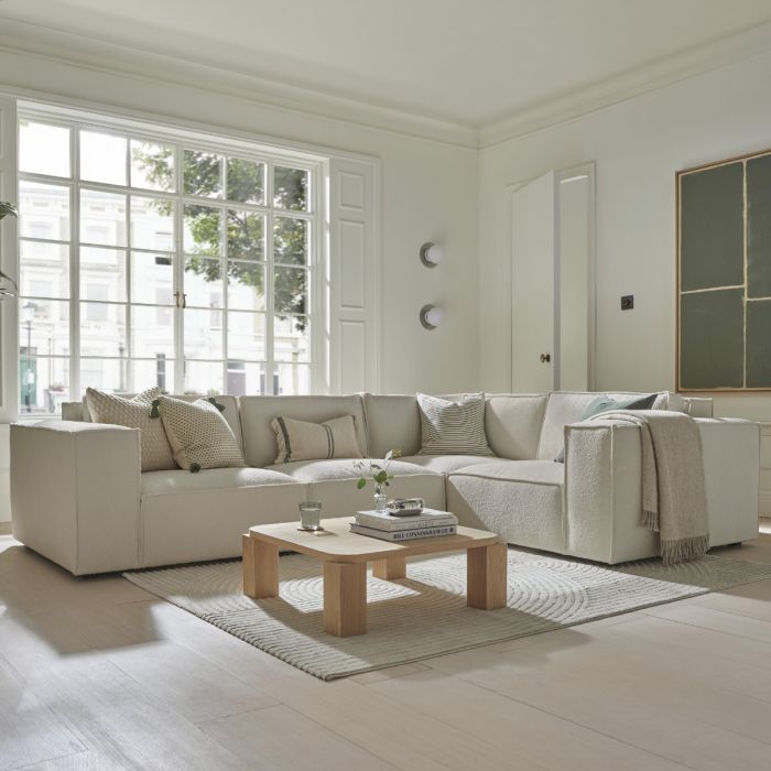 Corner Sofa - LUCCA Fabric 4 Seater Left Hand Facing - Beige