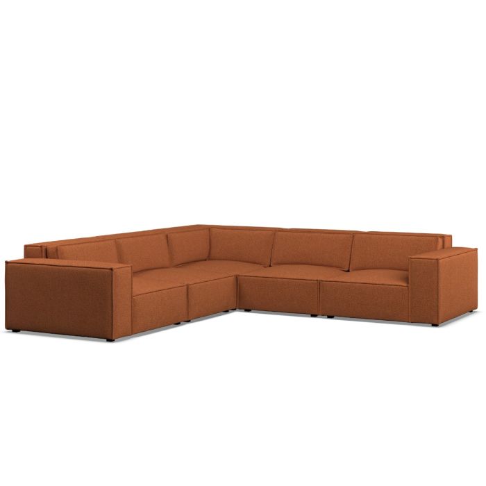 Corner Sofa - LUCCA Fabric 5 Seater Right Hand Facing Terra