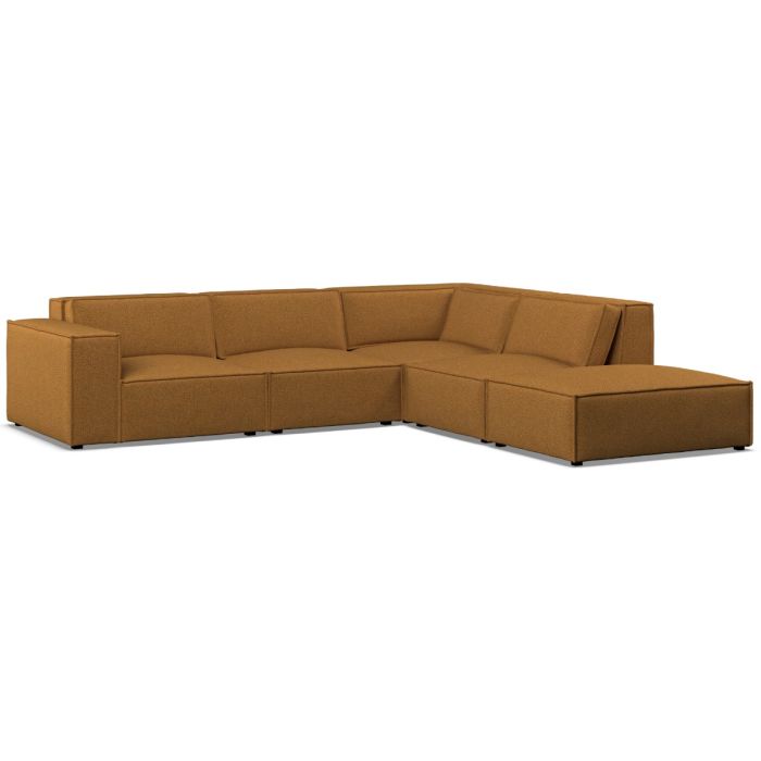 Corner Sofa - LUCCA Fabric 5 Seater Left Hand Facing - Inca Gold