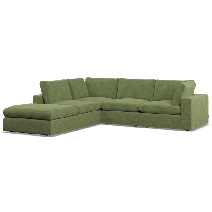 Corner Sofa - OBLAK Fabric 4 Seater Right Hand Facing Verde - Footstool End