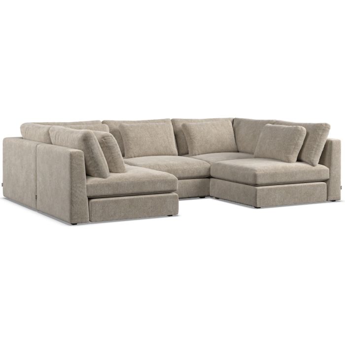 Corner Sofa - SOVA Fabric 5 Seater U Shaped Pearl - Open End