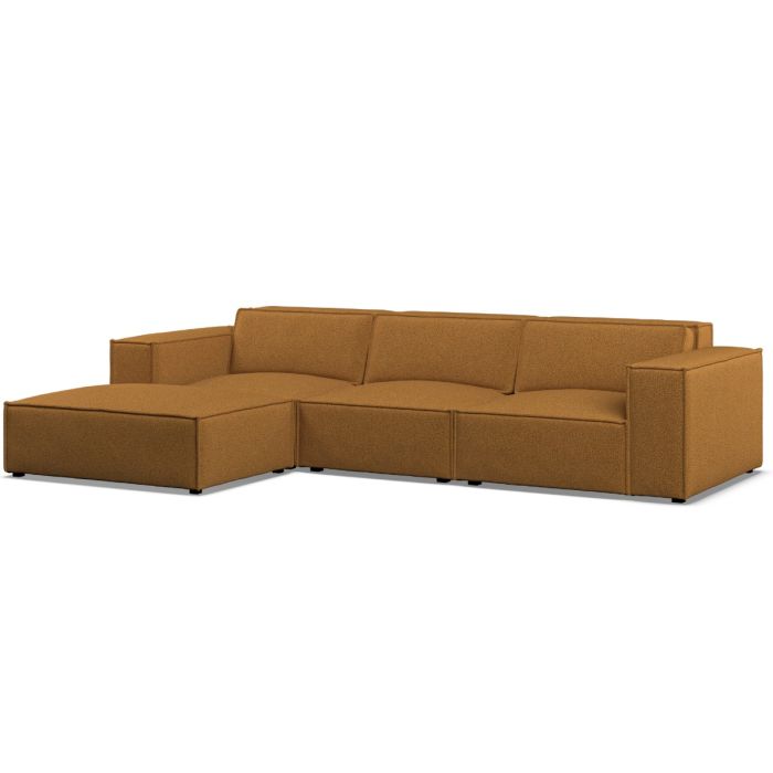 Corner Sofa - LUCCA Fabric 3 Seater Right Hand Facing - Inca Gold