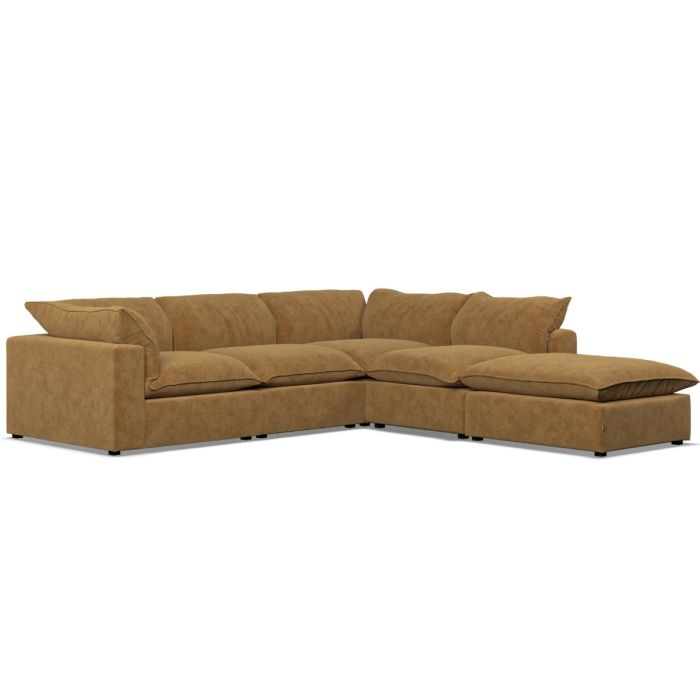 Corner Sofa - PUEBLA Fabric 4 Seater Left Hand Facing - Amber