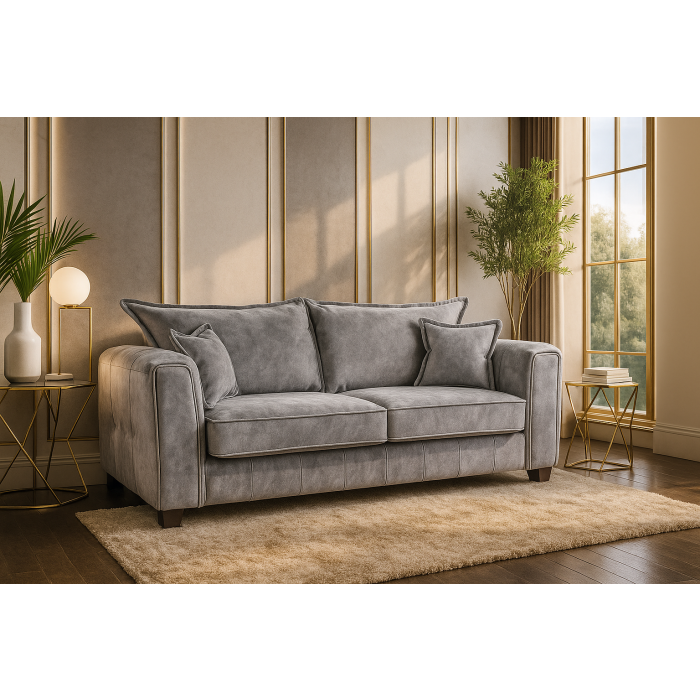 SOLARAE Fabric 3 Seater Sofa - Grey