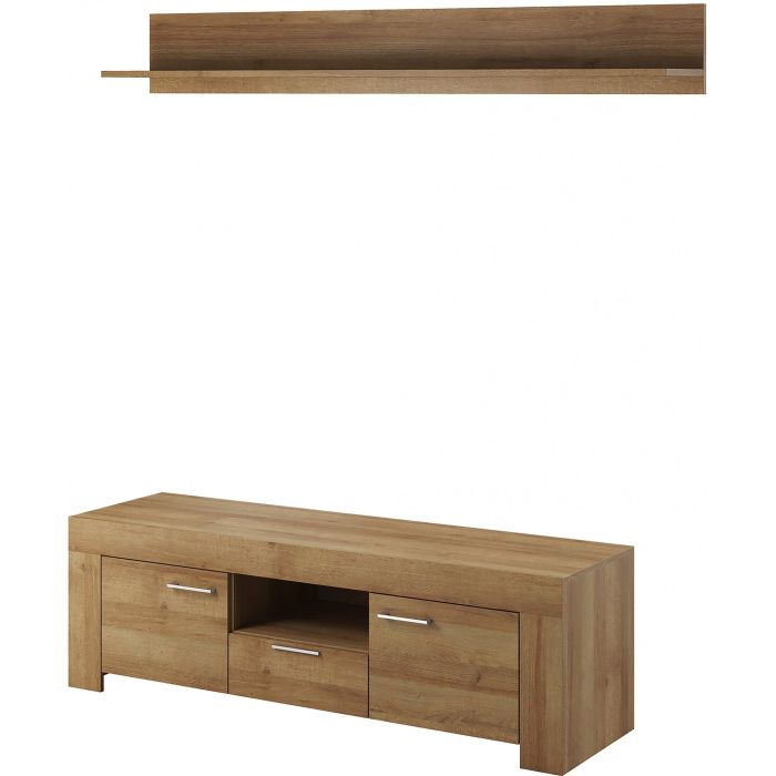 Heaven TV Cabinet with Wall Shelf - Oak Riviera