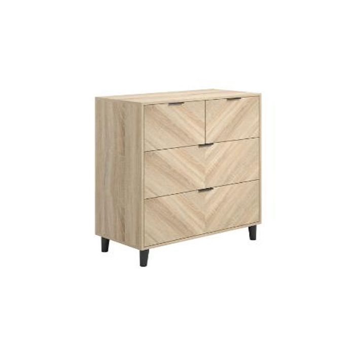 STONEHAVEN Oak Finish Chest of Drawers - Medium-sized, 4 Drawers