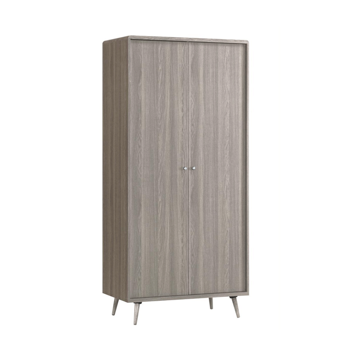 Wardrobe - BURBANK 2 Door Wardrobe Grey Oak Effect 95cm