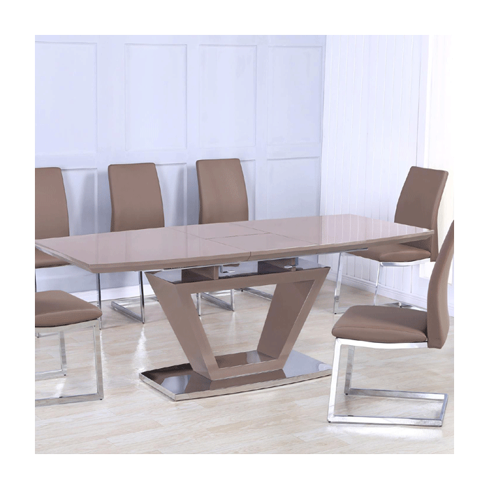 Axminster Cappuccino High Gloss Extending Dining Table - Brown