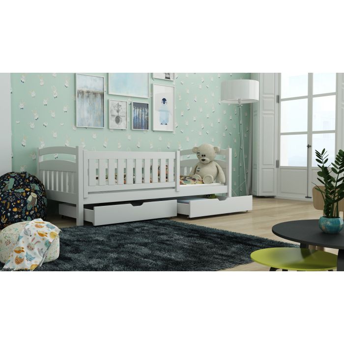 Terrance Wooden Bed with 2 Drawers Storage - White