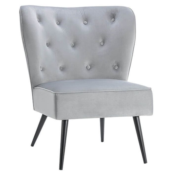 Roscoe Velvet Dining Chair - Grey and Black