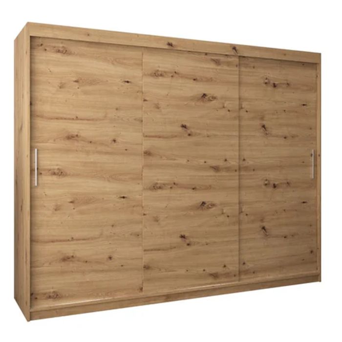 Sliding Wardrobe - TIVERTON 3 Door Wardrobe Oak Artisan 250cm