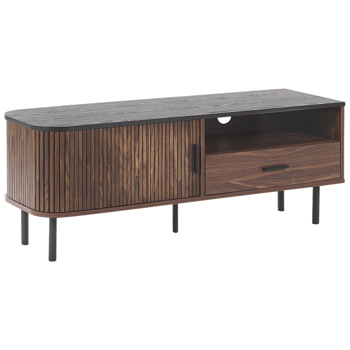 TV Stand Dark Wood with Black JOSE