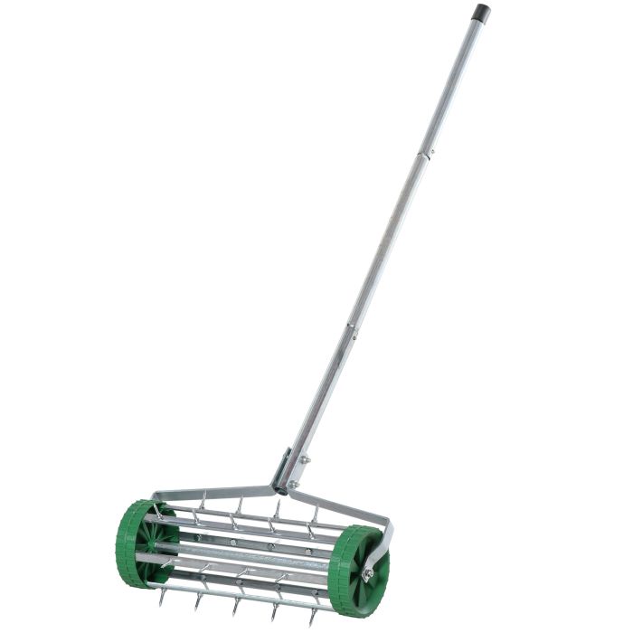 Garden Rolling Lawn Aerator Heavy Duty Steel Grass Roller w/ Adjustable Handle