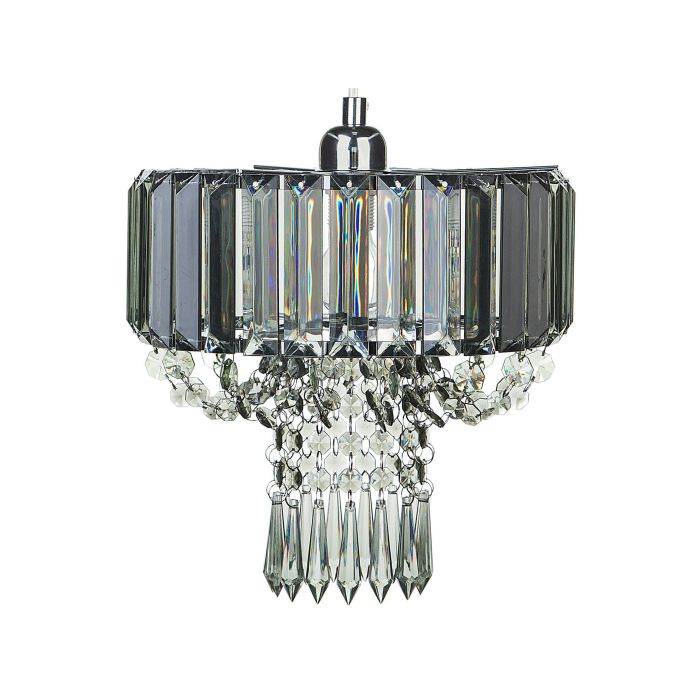 Pendant Lamp Grey Metal Acrylic Glass 83 cm Decorative Chandelier Gloss Finish Glam 