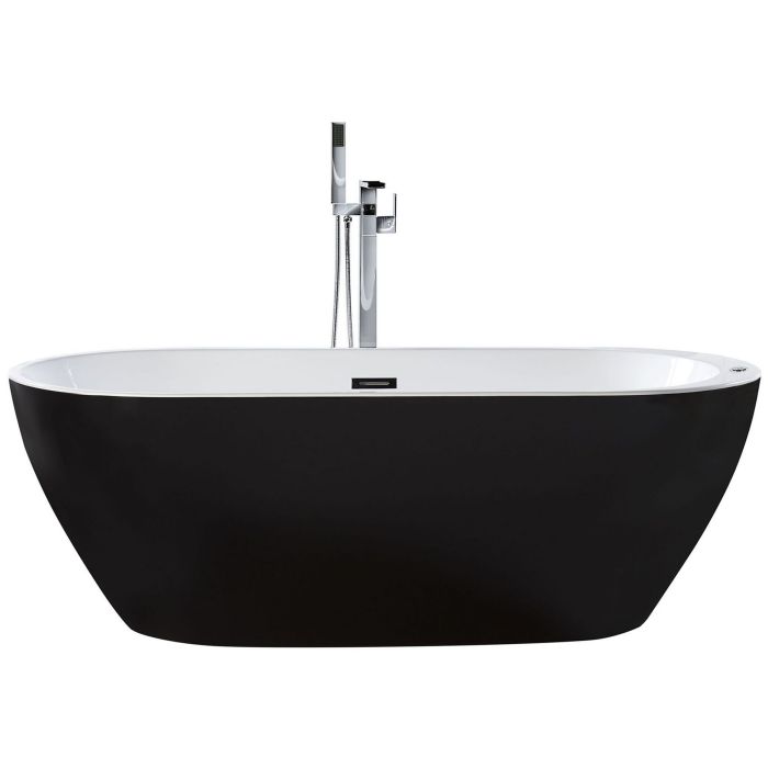 Freestanding Whirlpool Bath with LED 1700 x 800 mm Black NEVIS