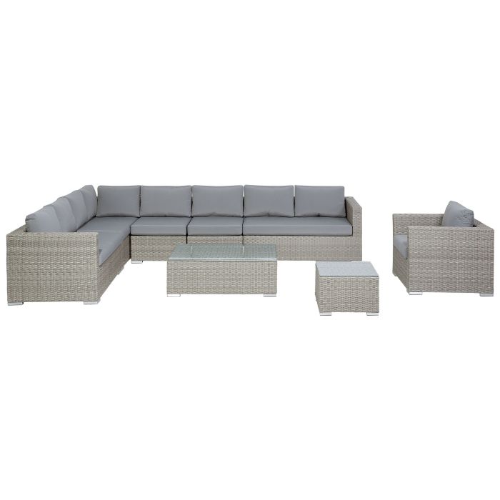 8 Seater PE Rattan Modular Garden Lounge Set Grey XXL