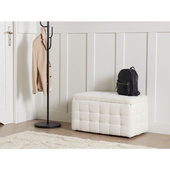 Boucle Storage Ottoman White MICHIGAN