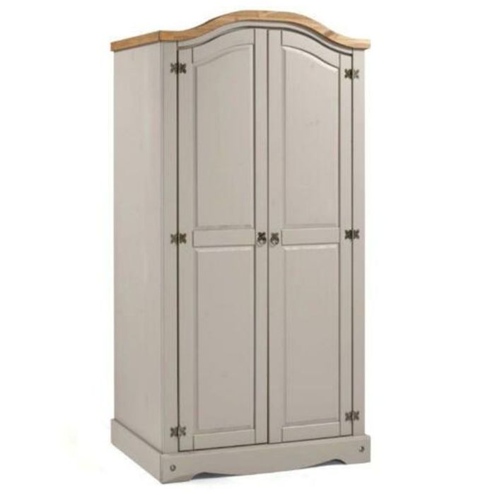 Corona Solid Pine Wardrobe 2 Door Arch Top - Grey Wax