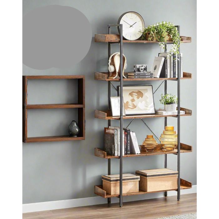 INVERIS Bookcase 5-Tier Open Shelving Unit - Rustic Brown