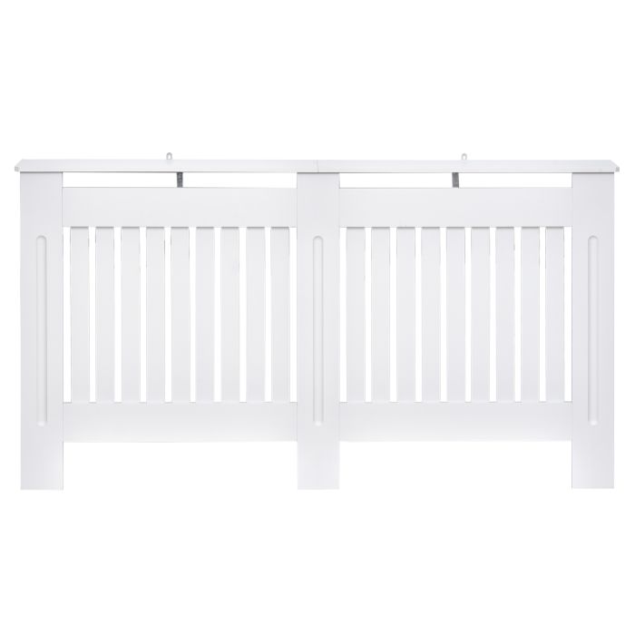 Slatted Radiator Cover Painted Cabinet MDF Lined Grill in White (152L x 19W x 81H cm)