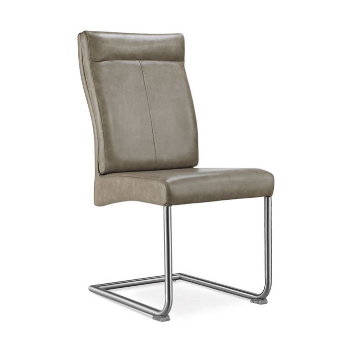 Hove Special PU Brown Chairs with Brushed Stainless Steel Legs - 4 Piece Set