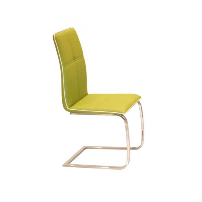 Everdeen Set of 2 PU Chrome Chairs - Green