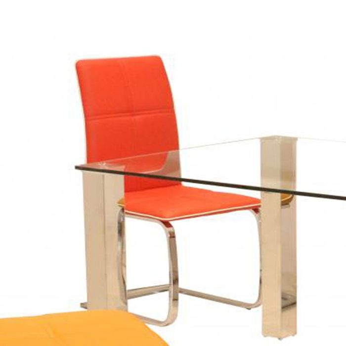 Everdeen Set of 2 PU Chrome Chairs - Red