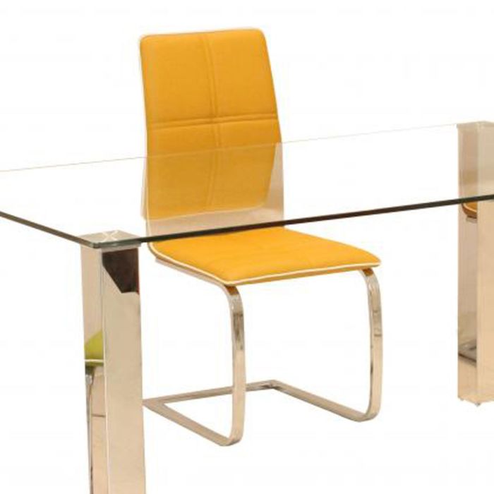 Everdeen Set of 2 PU Chrome Chairs - Yellow