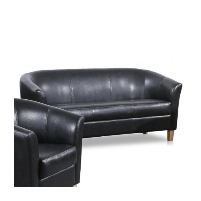 Bexhill 3 Seater Faux Leather Sofa - Black
