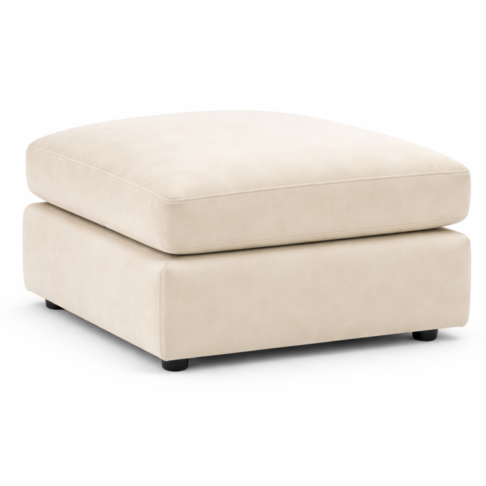 DELANO Plush Velvet Cushion Footstool - Cream