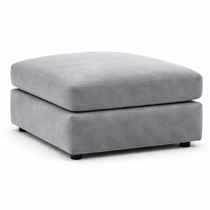 DELANO Plush Velvet Cushion Footstool - Light Grey